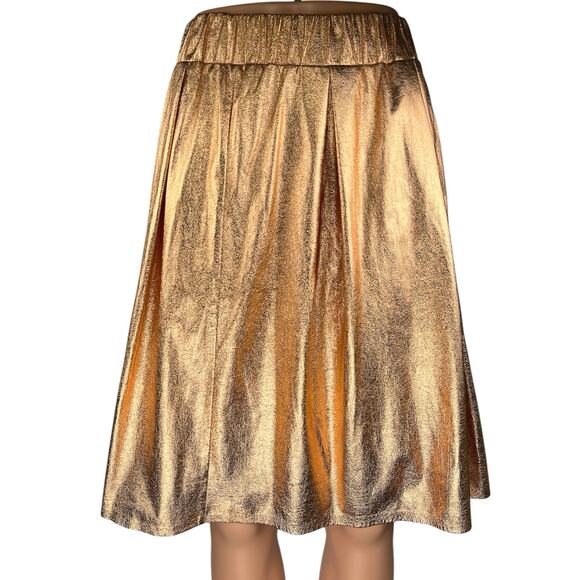 Anthropologie Moulinette Soeurs Gold Metallic High Waisted A Line Mini Skirt XS - Picture 1 of 6